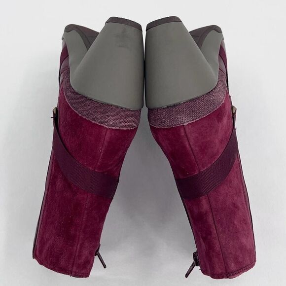 Merrell Evera Fade Wine Burgundy Suede Leather Zip Block Heel Ankle Booties 7.5 - Picture 7 of 12